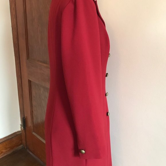 Sale! David Warren 40s red  brass button dress - Picture 4 of 7